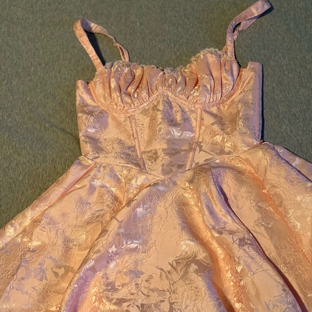 Babyboo Elegant Pink Satin Dress w/ Detachable Bow